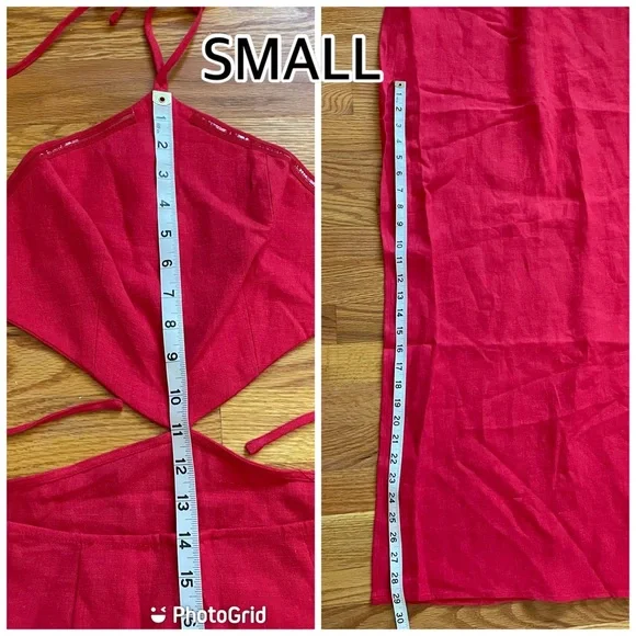 Ronny Kobo Red Marietta Cutout Linen Halterneck Maxi Dress - Picture 4 of 13